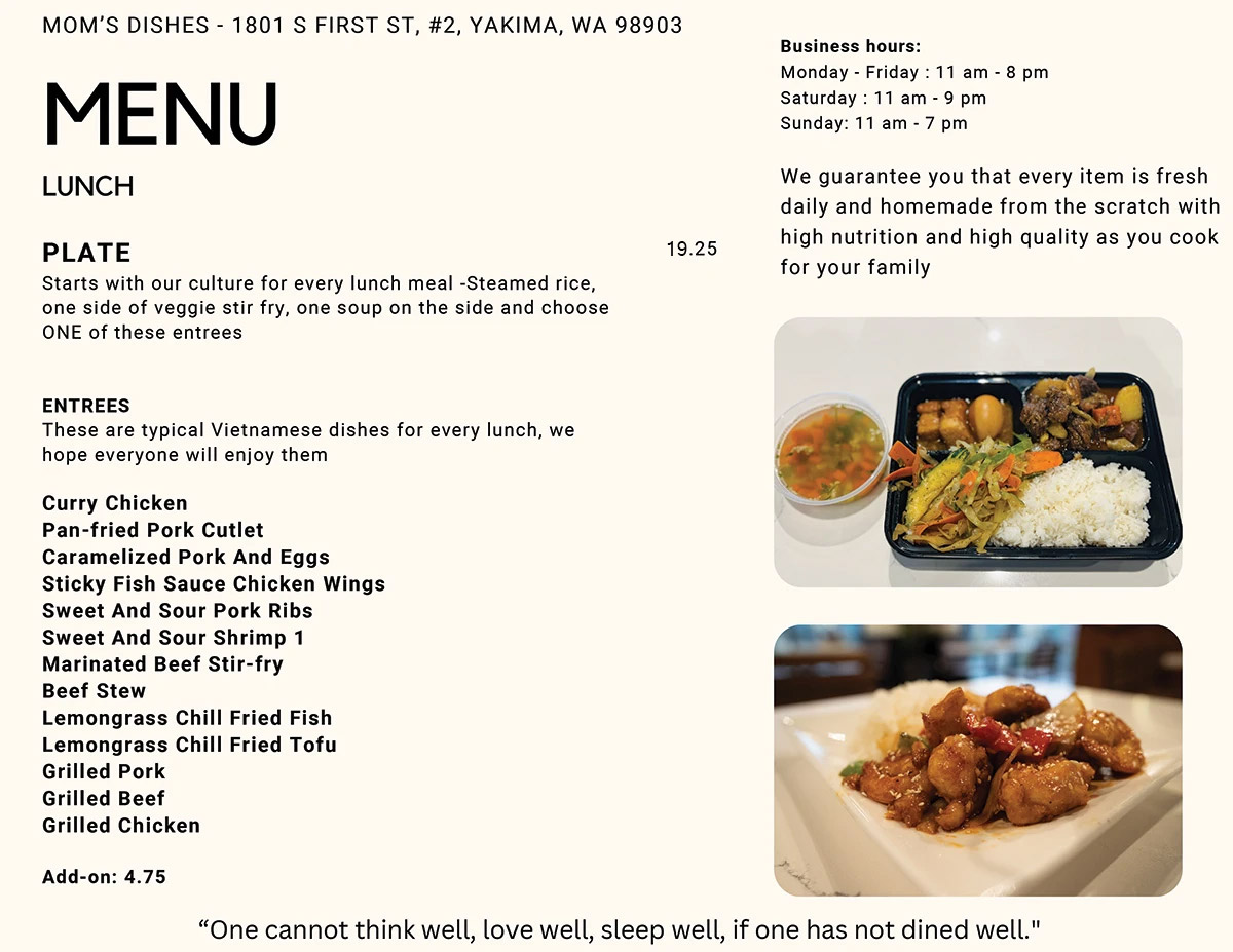 wake up call yakima menu