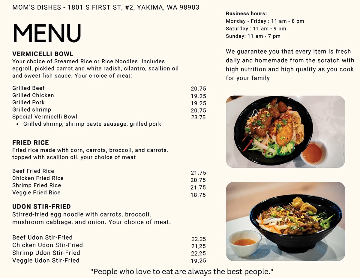 Our Menu Mom's Dishes of Yakima, WA 98903 Sandwich, Grilled Chicken