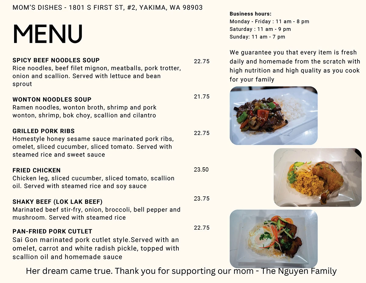 Our Menu Mom's Dishes of Yakima, WA 98903 Sandwich, Grilled Chicken