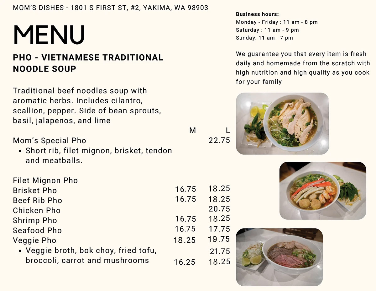 Our Menu Mom's Dishes of Yakima, WA 98903 Sandwich, Grilled Chicken